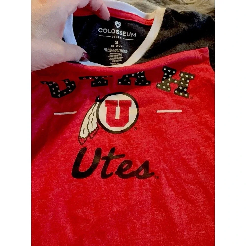NWOT Kids Girls Size SMALL (6-6X) Utah UTES Short Sleeve T Shirt Top